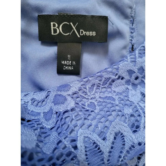 BCX Juniors Blue Scallop Halter A-Line Lace Dress Size 11 Party Cocktail Formal - Picture 6 of 10